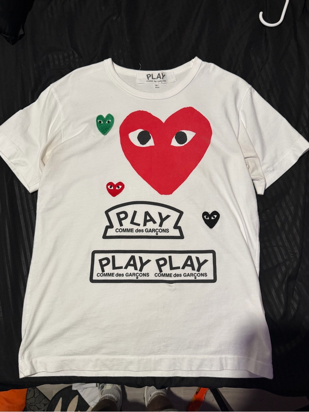 PLAY Comme des Garçons White Logo Heart Tee